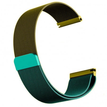 Curea otel, Milanese Loop Slim, compatibila cu Samsung Frontier, Telescoape QR, 22mm, Green Mix