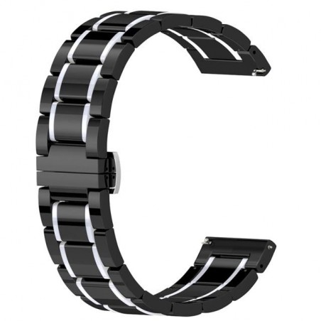 Curea ceramica, compatibila Huawei Watch GT 2 Pro, telescoape Quick Release, 22mm, Negru/Argintiu