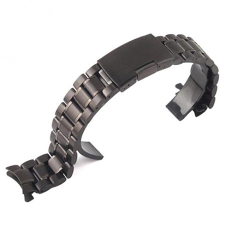 Curea metalica, compatibila Huawei Watch GT 2 Pro, telescoape normale, Round Edge, 22mm, Negru