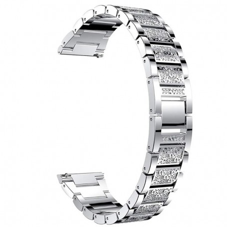 Curea otel, compatibila Samsung Galaxy Watch 4 Classic, 46mm, telescoape Quick Release, Silver Diamond