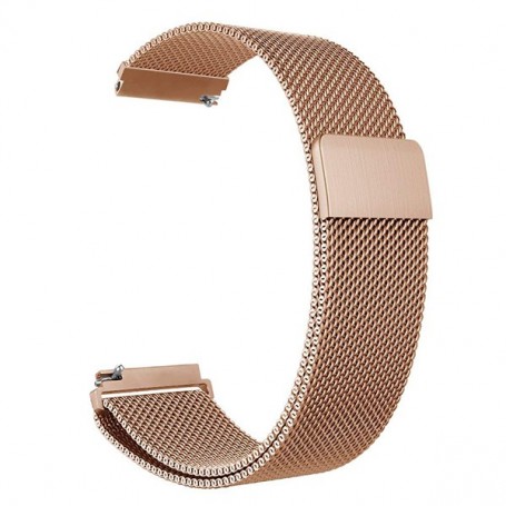 Curea tip Milanese Loop, compatibila Huawei Watch GT 3 42mm, telescoape Quick Release,  Rose Gold, Size S