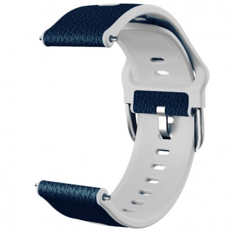 Curea hibrid piele-silicon compatibila cu Fossil Sport Smartwatch 43mm, Telescoape QR, 22mm, MLS Blue