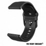 Curea hibrid piele-silicon compatibila cu Pebble Time, Telescoape QR, 22mm, Iron Black