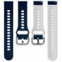 Curea hibrid piele-silicon compatibila cu Samsung Gear 2 Neo, Telescoape QR, 22mm, MLS Blue