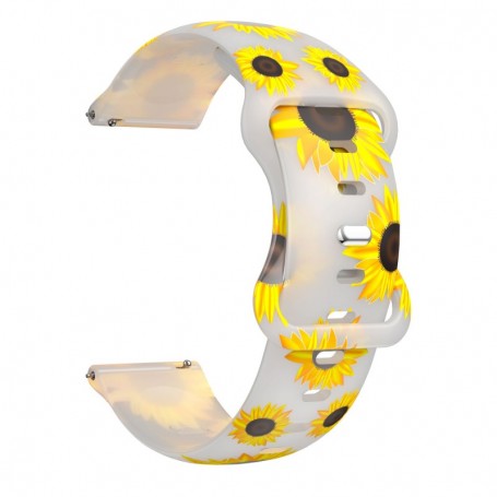 Curea silicon, compatibila Honor Magic Watch 2 42mm, VD Very Dream®, Quick Release, Transparent Sunflower