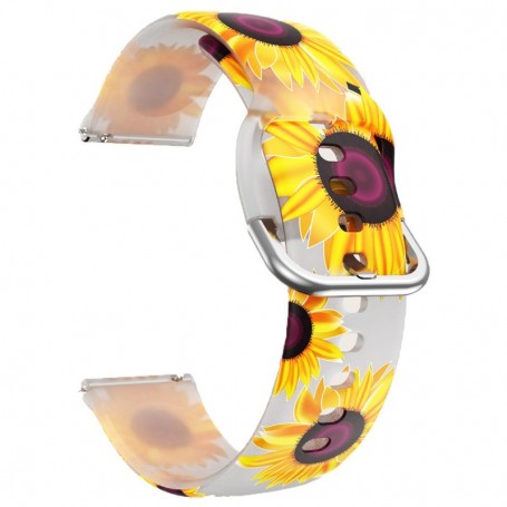Curea silicon, compatibila Samsung Galaxy Watch Active 2, VD Very Dream®, Quick Release, Sunflower Effect