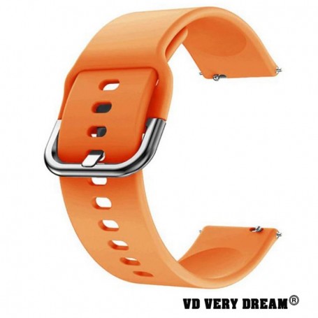 Curea din silicon compatibila cu Pebble Time Steel, Telescoape QR, 22mm, Orange Fire