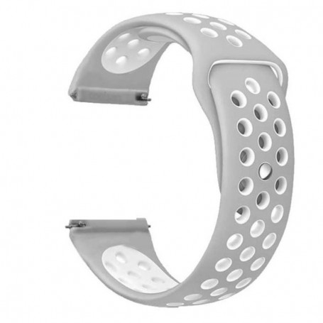 Curea silicon, compatibila Amazfit GTS 4, telescoape Quick Release, Gri/Alb