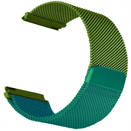 Curea otel, Milanese Loop, compatibila Amazfit GTS 4, telescoape QR, Green Mix