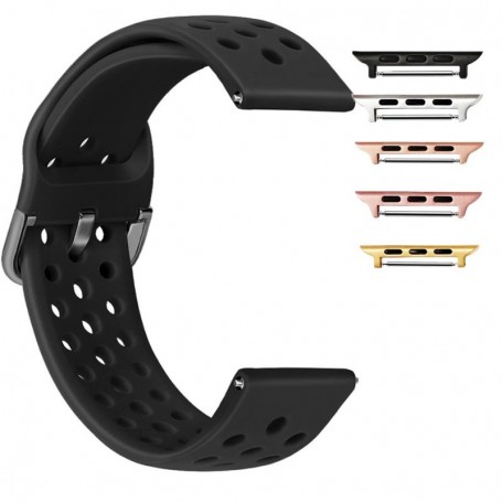 Curea din silicon, compatibila Apple Watch 9|8|7|6|5|4|3|2|1 Series, 41mm|40mm|38mm, Negru