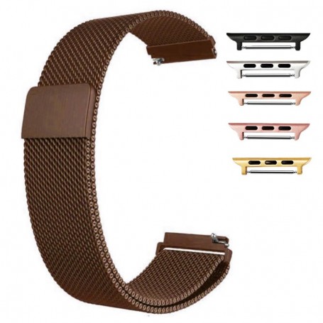 Curea tip Milanese Loop, compatibila Apple Watch 9|8|7|6|5|4|3|2|1 Series, 41mm|40mm|38mm, Coffee