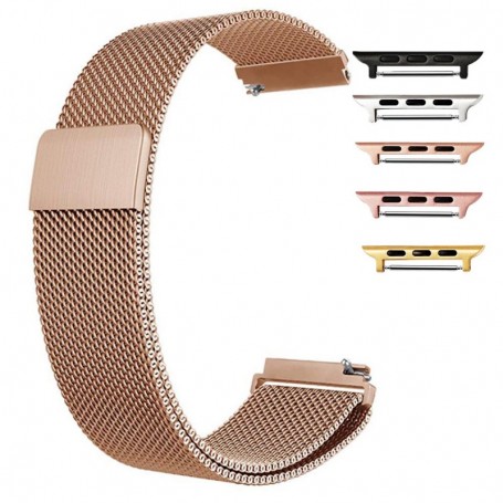 Curea tip Milanese Loop, compatibila Apple Watch 9|8|7|6|5|4|3|2|1 Series, 41mm|40mm|38mm, Rose Gold, Size S