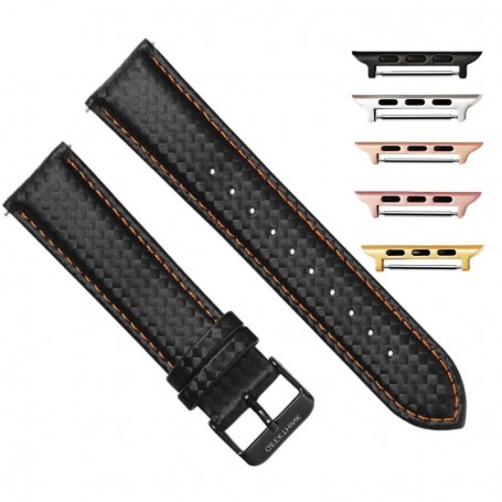 Curea piele, compatibila Apple Watch 9|8|7|6|5|4|3|2|1 Series, 41mm|40mm|38mm, telescoape QR, 20mm, Negru