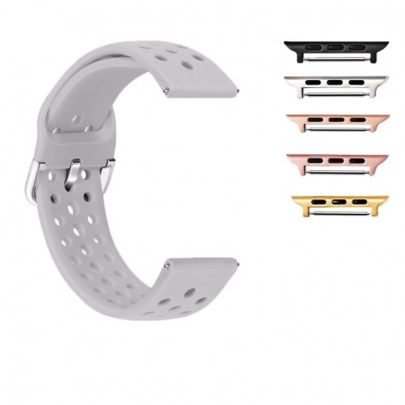 Curea silicon, compatibila Apple Watch 9|8|7|6|5|4|3|2|1 Series, 41mm|40mm|38mm, Telescoape QR, Gri