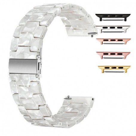 Curea polimer, compatibila Apple Watch 9|8|7|6|5|4|3|2|1 Series, 41mm|40mm|38mm, White Crystal