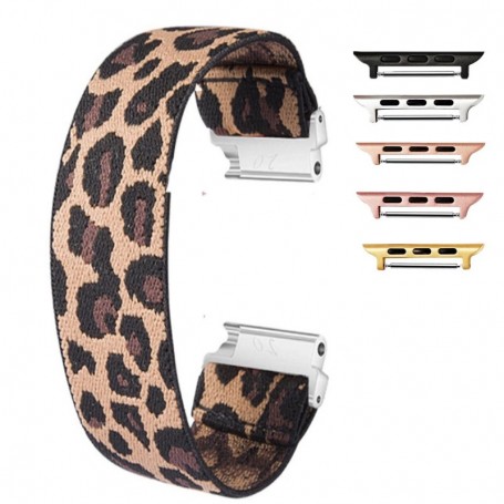 Curea textila elastica, compatibila Apple Watch 9|8|7|6|5|4|3|2|1 Series, 41mm|40mm|38mm, Elastic Leopard