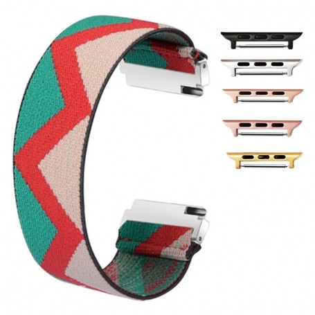 Curea textila elastica, compatibila Apple Watch 9|8|7|6|5|4|3|2|1 Series, 41mm|40mm|38mm, India Model