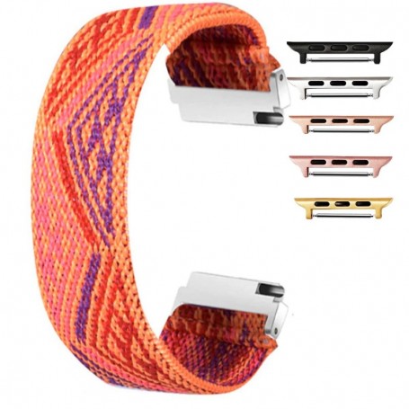 Curea textila elastica, compatibila Apple Watch 9|8|7|6|5|4|3|2|1 Series, 41mm|40mm|38mm, Oriental Model
