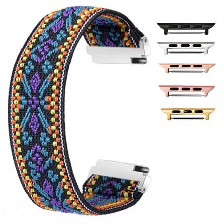Curea textila elastica, compatibila Apple Watch 9|8|7|6|5|4|3|2|1 Series, 41mm|40mm|38mm, Traditional Model