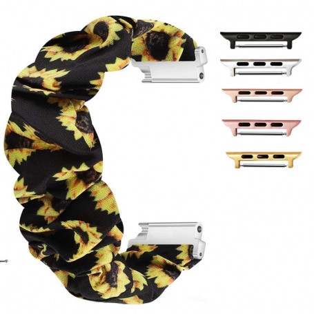 Curea textila elastica, compatibila Apple Watch 9|8|7|6|5|4|3|2|1 Series, 41mm|40mm|38mm, Scrunchies 2