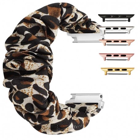 Curea textila elastica, compatibila Apple Watch 9|8|7|6|5|4|3|2|1 Series, 41mm|40mm|38mm, Scrunchies 3