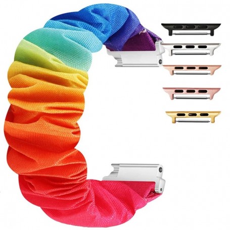 Curea textila elastica, compatibila Apple Watch 9|8|7|6|5|4|3|2|1 Series, 41mm|40mm|38mm, Scrunchies 4
