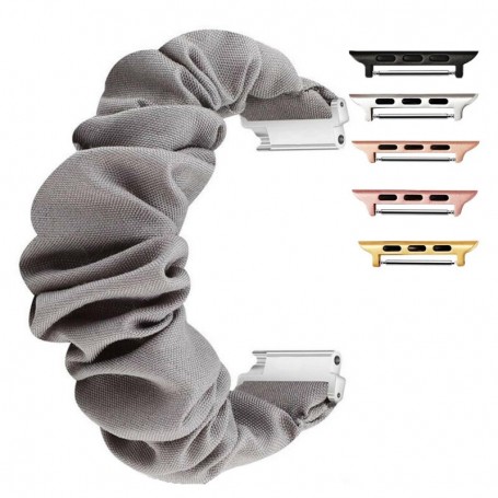 Curea textila elastica, compatibila Apple Watch 9|8|7|6|5|4|3|2|1 Series, 41mm|40mm|38mm, Scrunchies 12