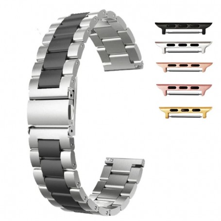 Curea otel inoxidabil, compatibila Apple Watch 9|8|7|6|5|4|3|2|1 Series, 41mm|40mm|38mm, Sterling Black