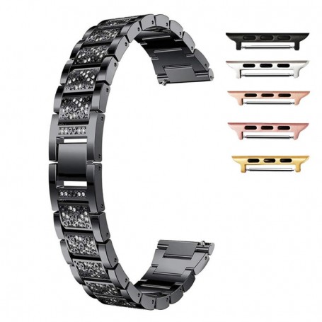 Curea otel, compatibila Apple Watch 9|8|7|6|5|4|3|2|1 Series, 41mm|40mm|38mm, Black Diamond