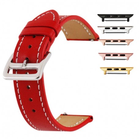 Curea piele, compatibila Apple Watch 9|8|7|6|5|4|3|2|1 Series, 41mm|40mm|38mm, Crimson Red