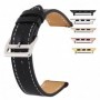 Curea piele, compatibila Apple Watch 9|8|7|6|5|4|3|2|1 Series, 41mm|40mm|38mm, Black Night