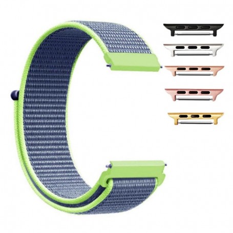 Curea material textil, compatibila Apple Watch 9|8|7|6|5|4|3|2|1 Series, 41mm|40mm|38mm, Blue-Green