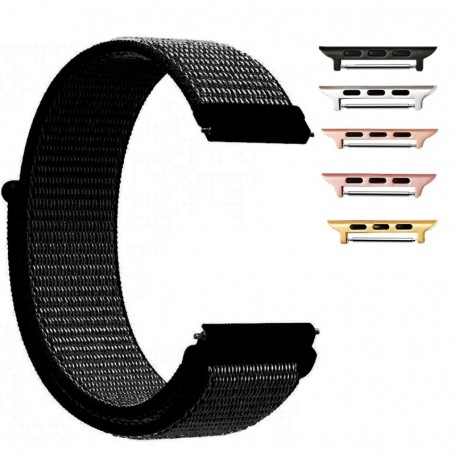 Curea material textil, compatibila Apple Watch 9|8|7|6|5|4|3|2|1 Series, 41mm|40mm|38mm, Raisin Black