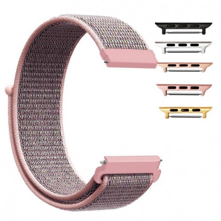 Curea material textil, compatibila Apple Watch 9|8|7|6|5|4|3|2|1 Series, 41mm|40mm|38mm, Light Pink
