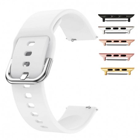 Curea silicon, compatibila Apple Watch 9|8|7|6|5|4|3|2|1 Series, 41mm|40mm|38mm, Daisy White