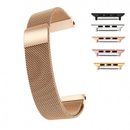 Curea otel, Milanese Slim Fit, compatibila Apple Watch 9|8|7|6|5|4|3|2|1 Series, 41mm|40mm|38mm, telescoape QR, Rose Gold