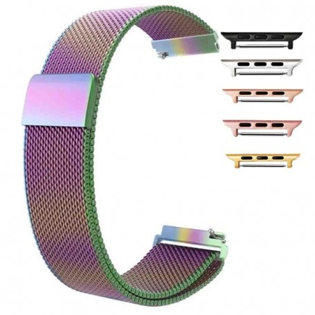 Curea metalica compatibila Apple Watch 9|8|7|6|5|4|3|2|1 Series, 49mm|45mm|44mm|42mm, Milanese Loop, Cameleon