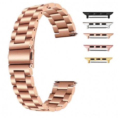 Curea metalica compatibila Apple Watch 9|8|7|6|5|4|3|2|1 Series, 49mm|45mm|44mm|42mm, Pink Gold
