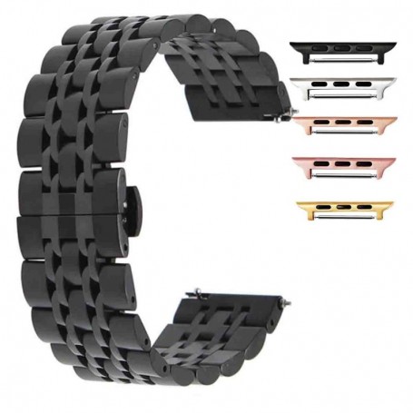 Curea metalica, compatibila Apple Watch 9|8|7|6|5|4|3|2|1 Series, 49mm|45mm|44mm|42mm, Black