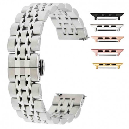 Curea metalica, compatibila Apple Watch 9|8|7|6|5|4|3|2|1 Series, 49mm|45mm|44mm|42mm, Silver