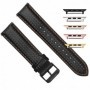 Curea piele compatibila Apple Watch 9|8|7|6|5|4|3|2|1 Series, 49mm|45mm|44mm|42mm, Negru/Portocaliu