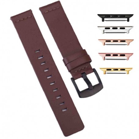 Curea piele naturala compatibila Apple Watch 9|8|7|6|5|4|3|2|1 Series, 49mm|45mm|44mm|42mm, Maro