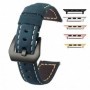 Curea piele naturala, compatibila Apple Watch 9|8|7|6|5|4|3|2|1 Series, 49mm|45mm|44mm|42mm, Albastru Verzui