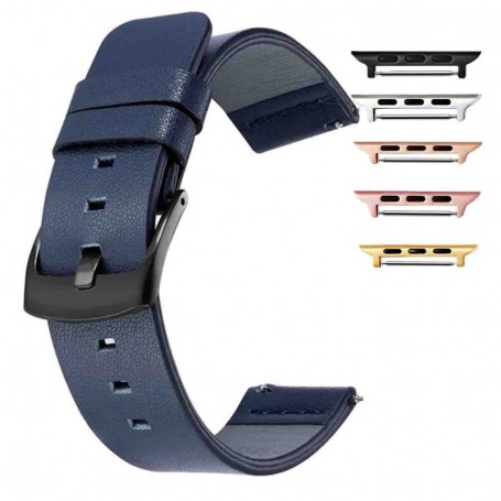Curea piele naturala, compatibila Apple Watch 9|8|7|6|5|4|3|2|1 Series, 49mm|45mm|44mm|42mm, Blue