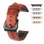 Curea piele naturala, compatibila Apple Watch 9|8|7|6|5|4|3|2|1 Series, 49mm|45mm|44mm|42mm, Maro Aprins