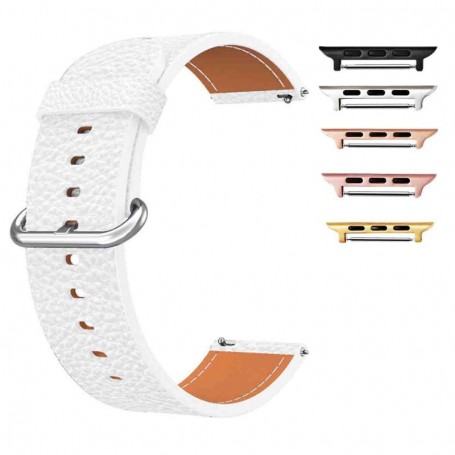 Curea piele, compatibila Apple Watch 9|8|7|6|5|4|3|2|1 Series, 49mm|45mm|44mm|42mm,Size S, Alb