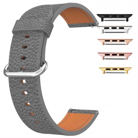 Curea piele, compatibila Apple Watch 9|8|7|6|5|4|3|2|1 Series, 49mm|45mm|44mm|42mm,Size S, Gri