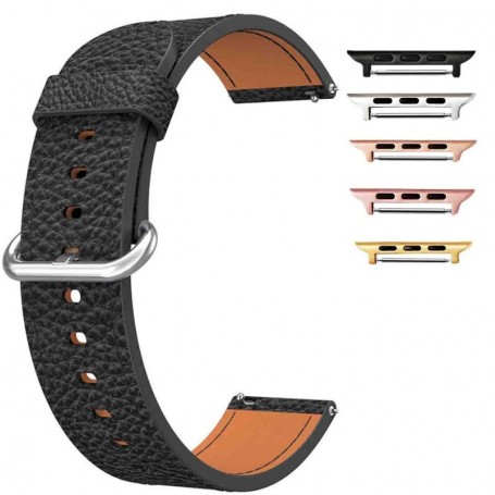 Curea piele, compatibila Apple Watch 9|8|7|6|5|4|3|2|1 Series, 49mm|45mm|44mm|42mm,Size S, Negru