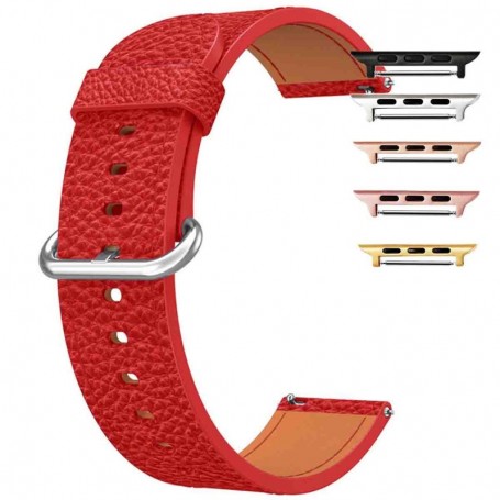 Curea piele, compatibila Apple Watch 9|8|7|6|5|4|3|2|1 Series, 49mm|45mm|44mm|42mm,Size S, Rosu