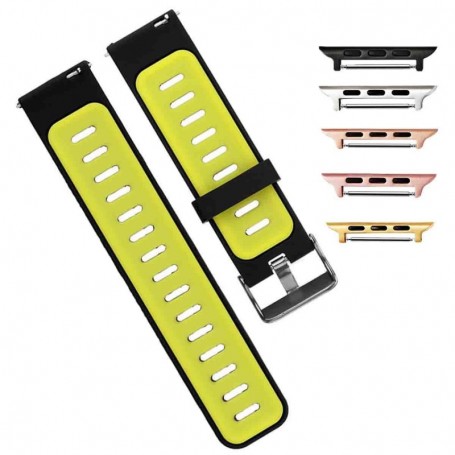 Curea silicon compatibila cu Apple Watch 9|8|7|6|5|4|3|2|1 Series, 49mm|45mm|44mm|42mm, Negru/Mustar